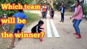 Very fun competition with rolling balls / Fun outdoor game