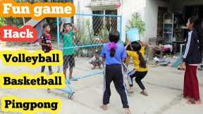 Hack volleyball and basketball with ping pong game / Fun Outdoor Game