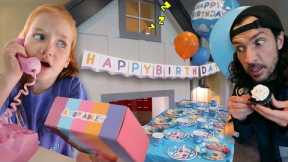 ADLEY plans a BiRTHDAY PARTY!!  Delivery Dad has new surprises for YOU!  bday merch and tumbling mat