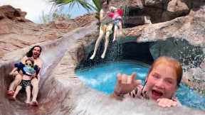 SWiM CAVE with WATERSLiDES!!  Hidden in Utah is our secret family spot! Spacestation Crew kids party