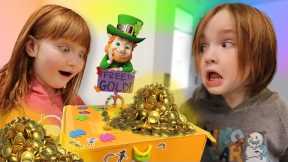 A for Adley LEPRECHAUN TRAP!! St Patrick's Day family craft diy with Gold Slime & Rainbow Slide 🌈