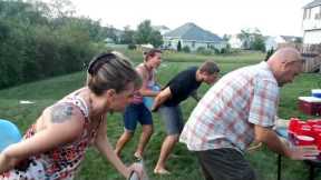 Backyard beer games on Labor Day weekend.