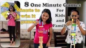 8 One minute games | Indoor games for kids | Family Games | Minute to win it games for kids (2023)