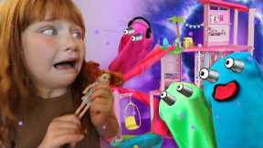 RAiNBOW GHOSTS in the New Barbie DreamHouse!? Surprise Party for Adley and Barbies New Music Video!